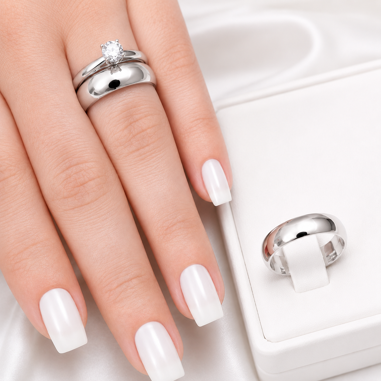 Alianza Matrimonial con Cintillo (Oro Blanco)